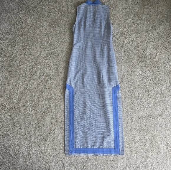 STS SAIL TO SABLE Column Notch Collar Sleeveless Maxi Dress Blue White Striped - Picture 5 of 15